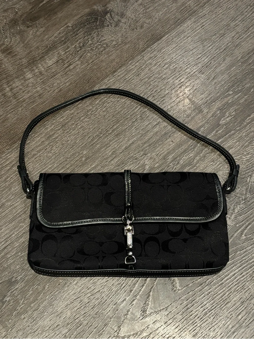 Rare Vintage Y2K Coach Black Signature Jacquard Shoulder Bag Purse